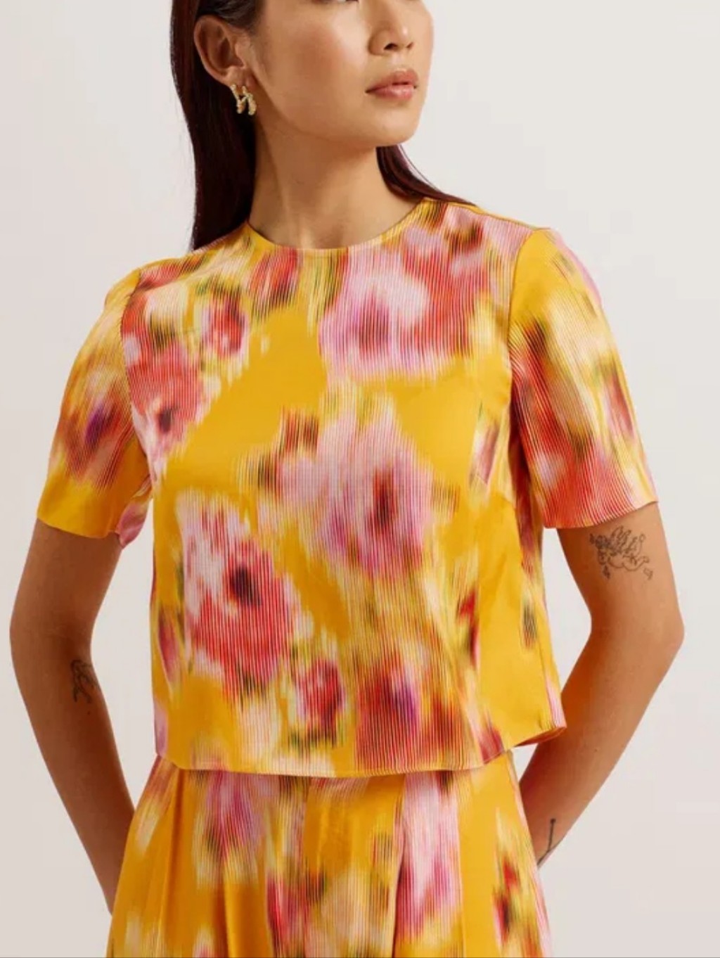 Ted Baker London New Hitaku Yellow Shibori Floral Print Woven Top Blouse Sz Xs